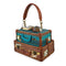Mary Frances Baggage Claim Beaded Suitcase Handbag Brown Blue Bag Tour Purse NEW