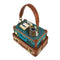 Mary Frances Baggage Claim Beaded Suitcase Handbag Brown Blue Bag Tour Purse NEW