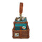 Mary Frances Baggage Claim Beaded Suitcase Handbag Brown Blue Bag Tour Purse NEW