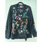 Johnny Was Belina Slit Sleeve Tee Cotton Embroidered Floral Shirt Black Top NEW