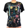 Johnny Was Paris Crew Tee Short Floral Embroidered Cotton Shirt Black Top NEW