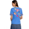 Johnny Was Gracey Trapunto V Neck Tee Shirt Blue Ultramarine Embroidery Top New