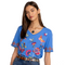 Johnny Was Gracey Trapunto V Neck Tee Shirt Blue Ultramarine Embroidery Top New