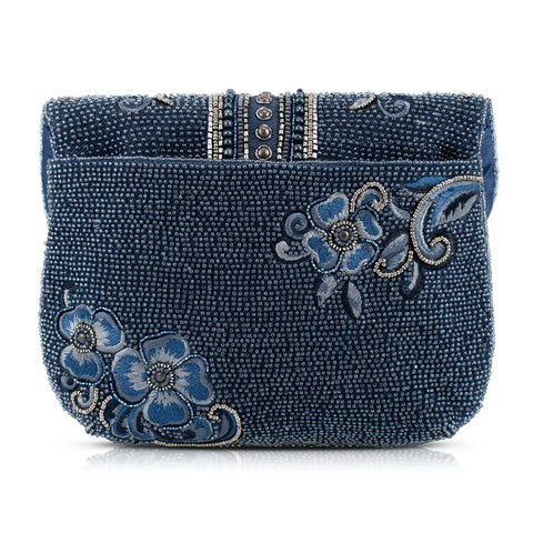 Mary Frances Navy Blue Alchemy Butterfly Crossbody Beaded Bag Floral Handbag Denim Purse NEW