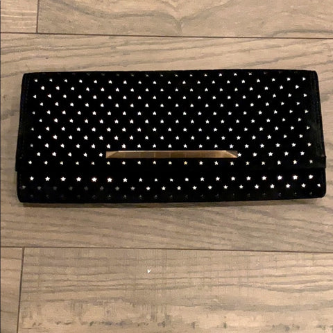 B Brian Atwood Clutch Ingrid Perforated Black Star Bag Handbag Magnetic Purse NEW