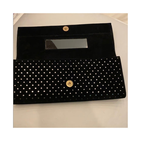 B Brian Atwood Clutch Ingrid Perforated Black Star Bag Handbag Magnetic Purse NEW