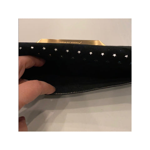 B Brian Atwood Clutch Ingrid Perforated Black Star Bag Handbag Magnetic Purse NEW