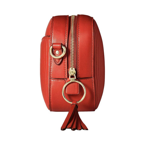 Coach Camera Bag Quilting Li Jasper Handbag Leather Zip Bag Red Gold Purse NEW
