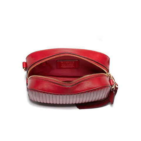 Coach Camera Bag Quilting Li Jasper Handbag Leather Zip Bag Red Gold Purse NEW