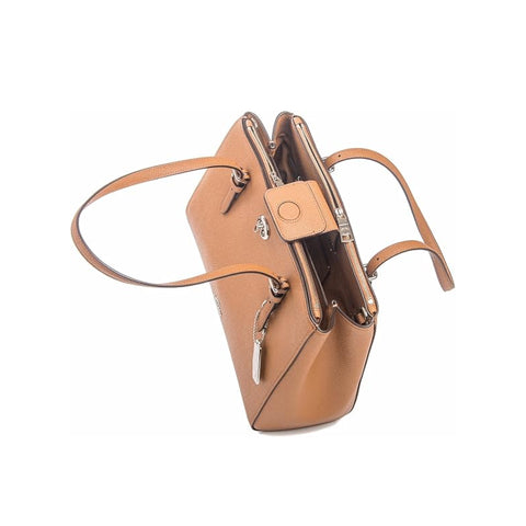 Coach Turnlock Caryall 29 Light Saddle Brown Bag Grain Leather Handbag Purse NEW