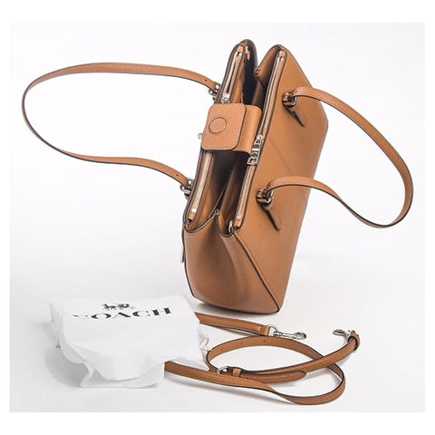Coach Turnlock Caryall 29 Light Saddle Brown Bag Grain Leather Handbag Purse NEW