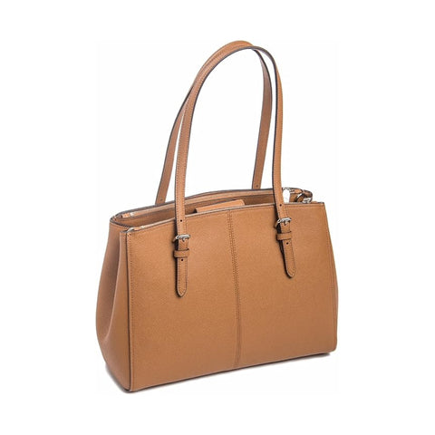 Coach Turnlock Caryall 29 Light Saddle Brown Bag Grain Leather Handbag Purse NEW