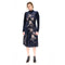 Johnny Was Corinthe Stretch Velvet Long Dress Floral Embroidery Midnight Blue NEW
