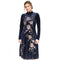 Johnny Was Corinthe Stretch Velvet Long Dress Floral Embroidery Midnight Blue NEW