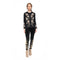 Johnny Was Raw Seam Corinthe Tee Floral Embroidered Cotton Shirt Black Top NEW