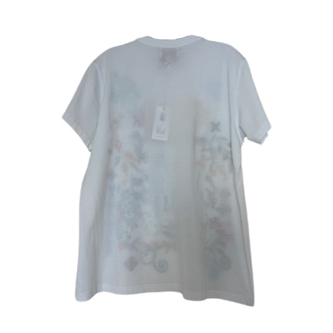Johnny Was Santorini Crew Short Tee White Cotton Shirt Floral Embroidery Top NEW