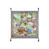 Johnny Was Christy Silk Scarf Floral Square Large Flowers Tassels Green Blue NEW