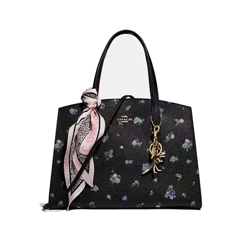 Coach Charlie Carryall Floral Print Bag Large Shoulder Handbag Black Purse NEW