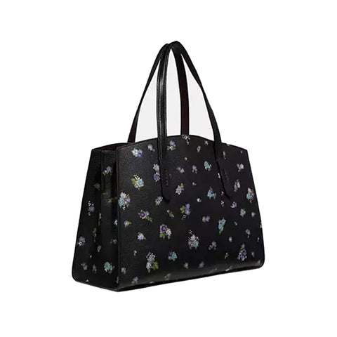 Coach Charlie Carryall Floral Print Bag Large Shoulder Handbag Black Purse NEW