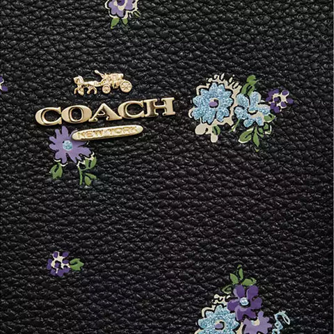 Coach Charlie Carryall Floral Print Bag Large Shoulder Handbag Black Purse NEW