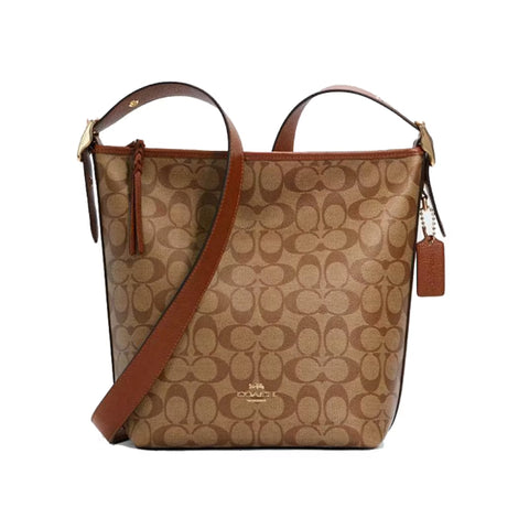 Coach Val Duffle Signature Khaki Redwood Bag Zipper Shoulder Handbag Purse NEW