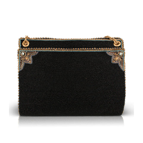 Mary Frances Cosmic Energy Beaded Handbag Zodiac Wheel Bag Black Gold Purse NEW