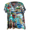 Johnny Was Janie Favorite Christy Short Sleeve V Neck Swing Tee Floral Shirt Green Blue Top NEW