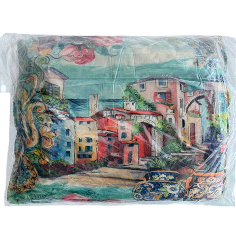 Johnny Was Christy Travel Blanket Cozy Reversible Floral City Lounge Green Blue NEW