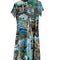 Johnny Was Janie Favorite Christy Asymmetric Hem Short Sleeve Dress Floral Green Blue NEW