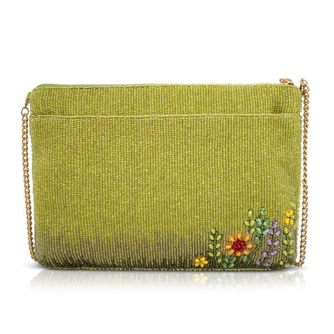 Mary Frances Day In The Park Floral Beaded Bag Crossbody Handbag Green Purse NEW