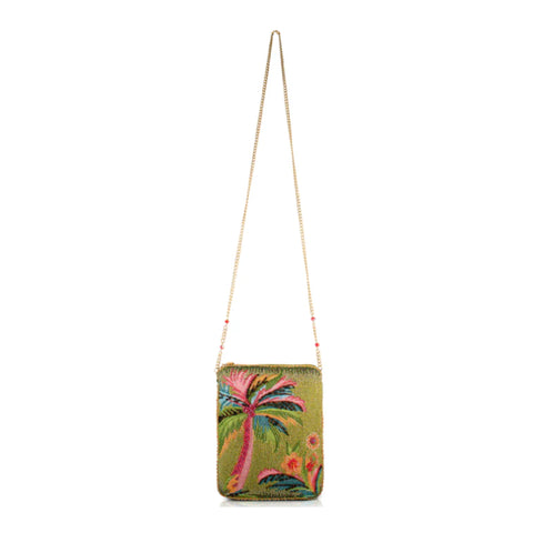 Mary Frances Endless Summer Mini Crossbody Handbag Palm Tree Bag Green Purse NEW