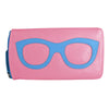 ILI New York Leather Eyeglass Case Zip Glasses Wallet Flamingo Pink Aqua Blue NEW