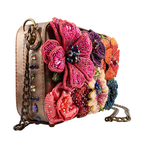 Mary Frances Fresh Picked Beaded Floral Handbag Crossbody Bag Bronze Purse NEW