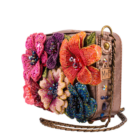 Mary Frances Fresh Picked Beaded Floral Handbag Crossbody Bag Bronze Purse NEW