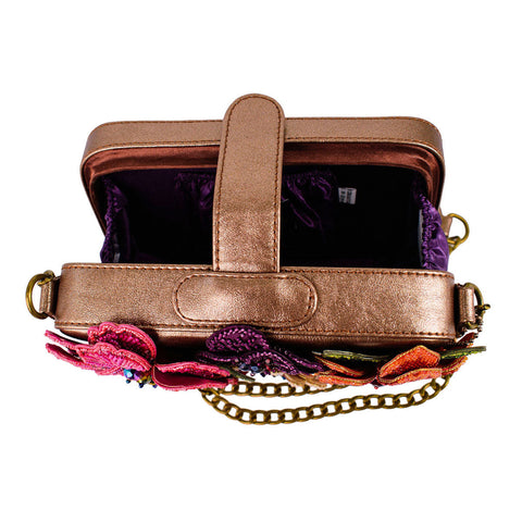 Mary Frances Fresh Picked Beaded Floral Handbag Crossbody Bag Bronze Purse NEW