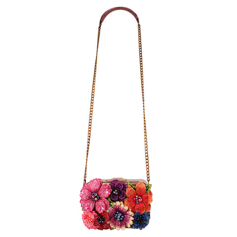 Mary Frances Fresh Picked Beaded Floral Handbag Crossbody Bag Bronze Purse NEW