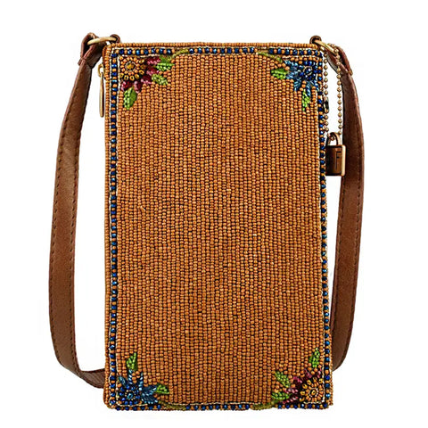 Mary Frances Garden Groove Ivory Guitar Flowers Handbag Beaded Zip Bag Purse NEW