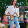 Mary Frances Garden Groove Ivory Guitar Flowers Handbag Beaded Zip Bag Purse NEW