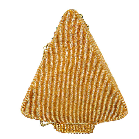 Mary Frances Glittering Joy Christmas Tree Zip Handbag Holiday Gold Bag Purse NEW