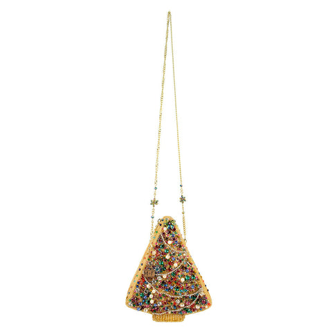 Mary Frances Glittering Joy Christmas Tree Zip Handbag Holiday Gold Bag Purse NEW