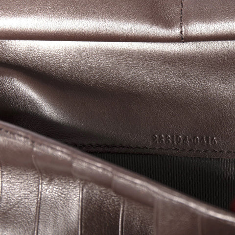 Gucci Italy Signature Continental Wallet Brown Chocolate Zip Leather Purse NEW