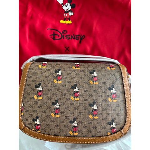 Gucci x Disney Mickey Mouse Small GG Supreme Shoulder Bag Handbag Beige Purse NEW