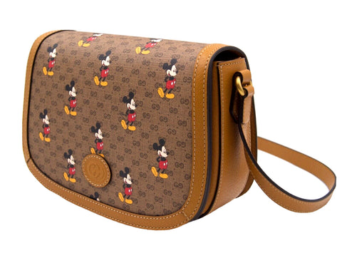 Gucci x Disney Mickey Mouse Small GG Supreme Shoulder Bag Handbag Beige Purse NEW