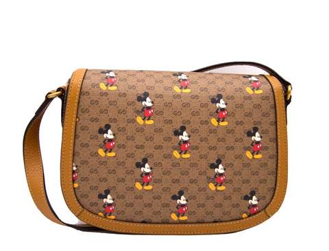 Gucci x Disney Mickey Mouse Small GG Supreme Shoulder Bag Handbag Beige Purse NEW
