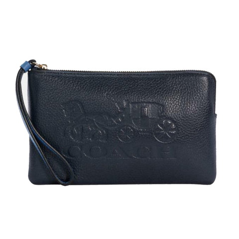 Coach Bag Vintage Midnight Navy Blue Wristlet Horse Carriage Leather Handbag NEW