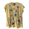 Johnny Was Amalfi Boxy Square Tee Shirt Cotton Embroidery Swing Sunshine Yellow Top NEW