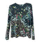 Johnny Was Janie Favorite Ash Bird Keyhole Top Long Floral Animal Black Brown Tee Shirt NEW