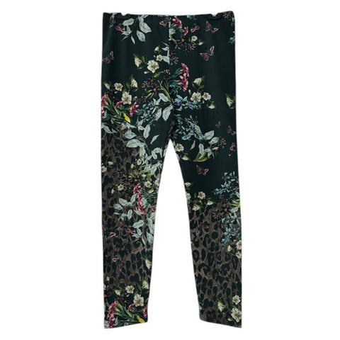 Johnny Was Ash Bird Printed Leggings Cotton Animal Floral Black Brown Legging Pants NEW