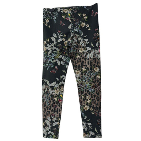 Johnny Was Ash Bird Printed Leggings Cotton Animal Floral Black Brown Legging Pants NEW