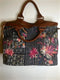 Johnny Was Viviana Denim Weekender Bag Floral Embroidery Handbag Brown Grey NEW
